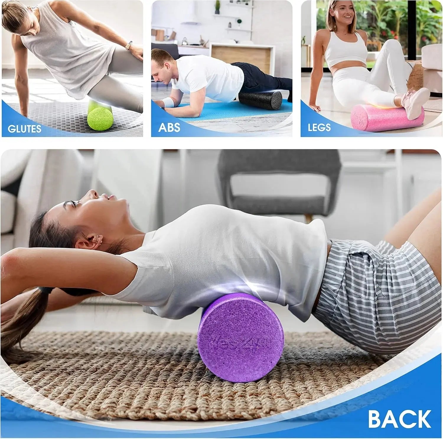 24Inch Exercise Foam Roller EPP Blue