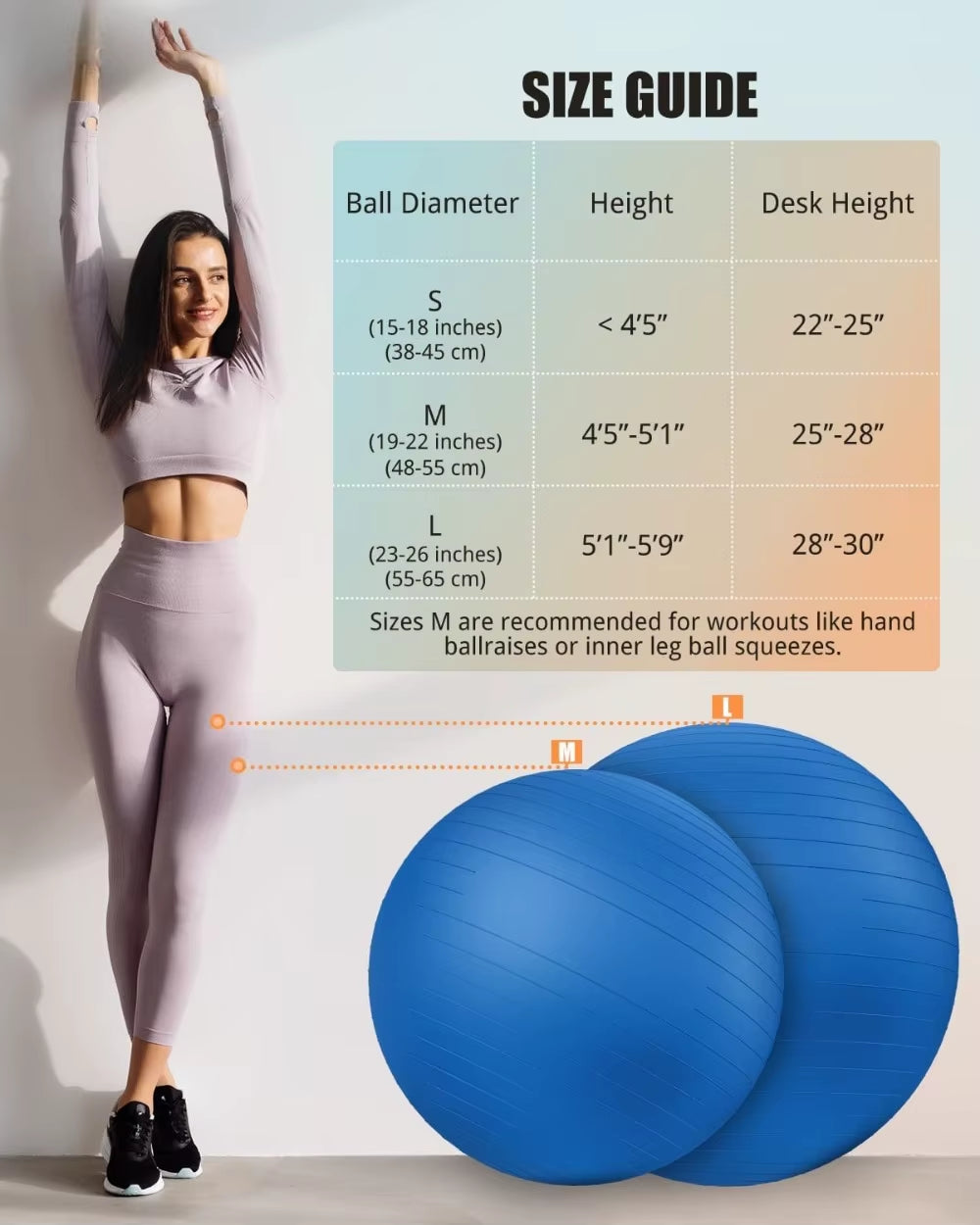 Yoga Ball Workout Ball, Explosion-Proof Anti-Slip Stability Ball, Swiss Ball Physiotherapy, Balance Ball Chair
