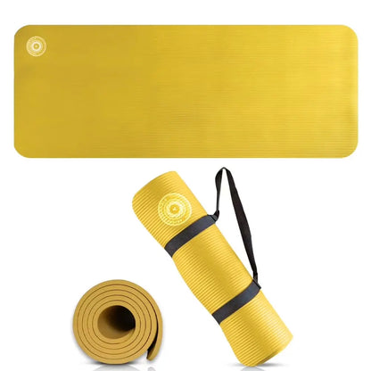Yoga Mat 10 Mm Thickness with Carry Strap | Lightweight and Non Slip Yoga Mat for Pilates, Yoga | Free Ebook for Mat Workouts