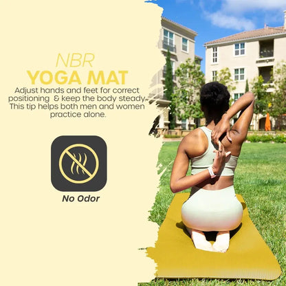 Yoga Mat 10 Mm Thickness with Carry Strap | Lightweight and Non Slip Yoga Mat for Pilates, Yoga | Free Ebook for Mat Workouts